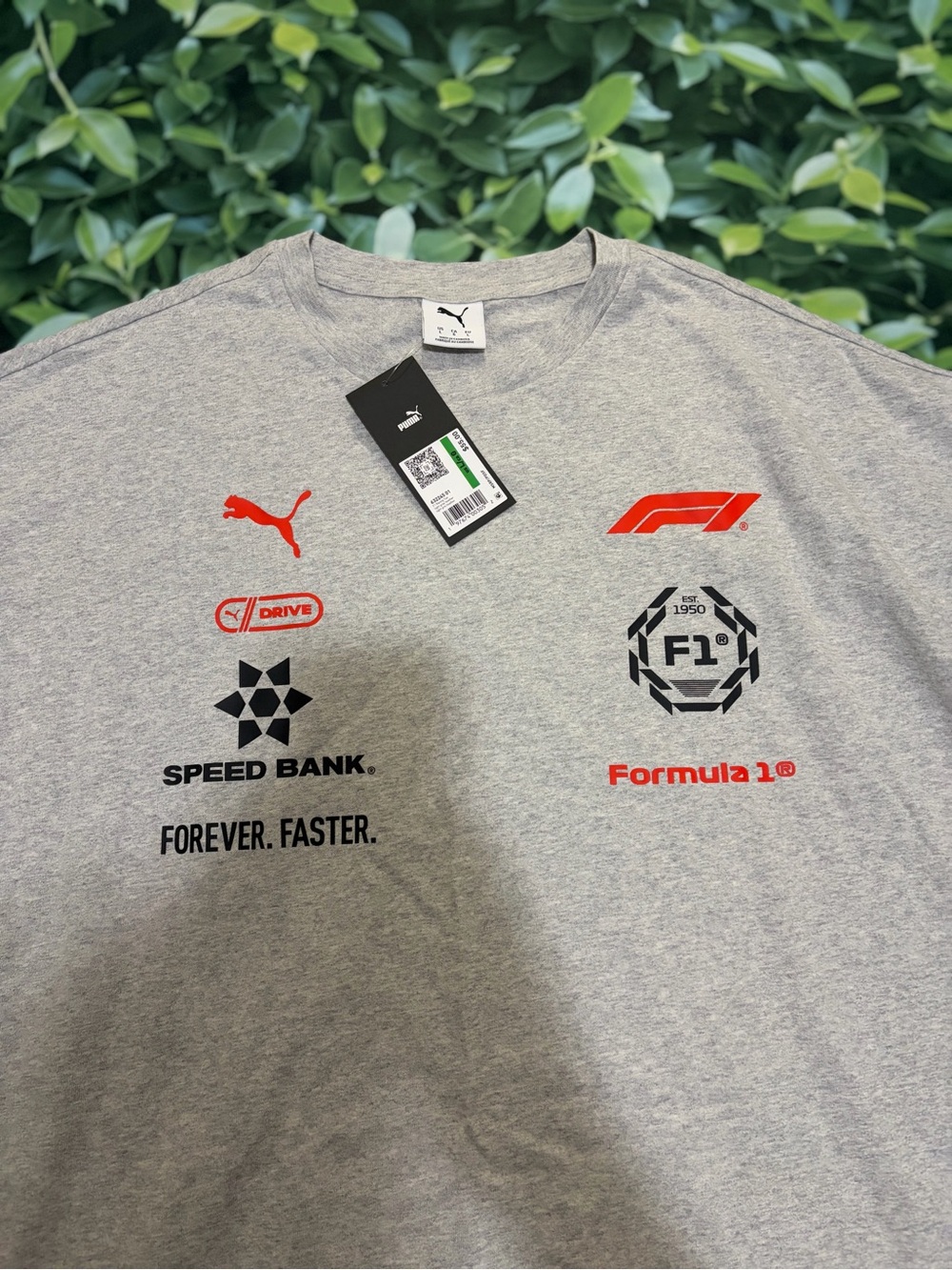 Puma Shirt Mens L Gray F1 Formula 1 Racing Graphic Tee Light Heather Motorsport